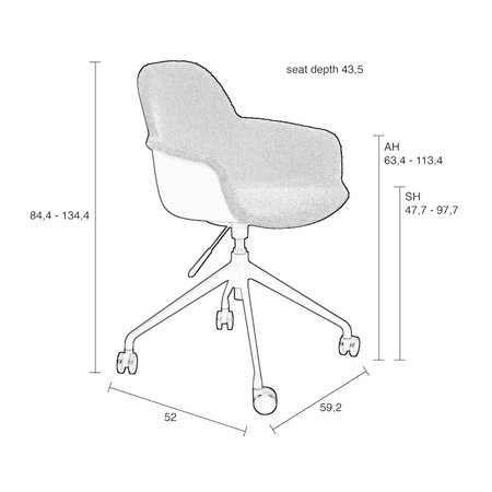 Zuiver Zuiver bureaustoel Albert Kuip met arm White