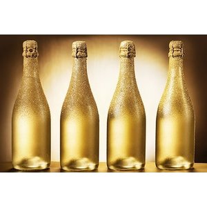 Four bottles of luxury golden champagne