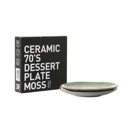 HKliving HKliving dessertbord Moss, set van 2