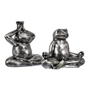 Yoga Kikkers vintage zilver, set van 2