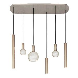 Ztahl hanglamp Riva 6 deens ovaal quartz