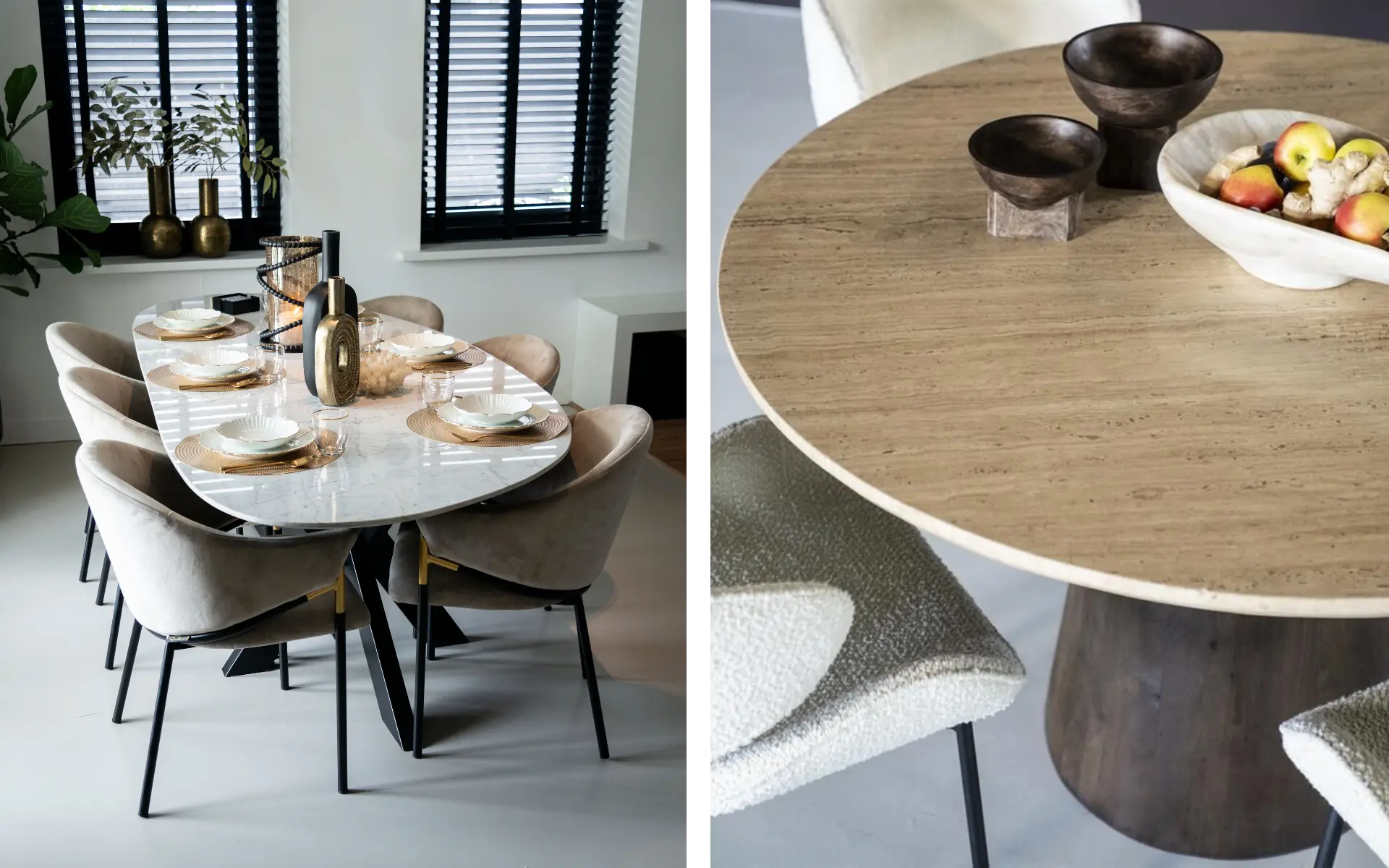 Stenen materialen eettafel