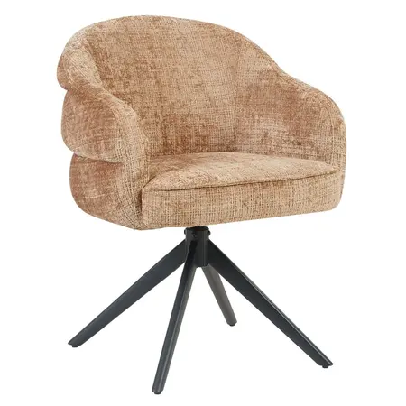 Eetkamerstoel Lio kaneel met zwart frame