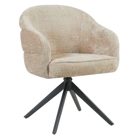 Eetkamerstoel Lio beige met zwart frame