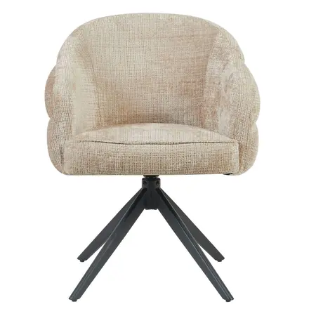 Eetkamerstoel Lio beige met zwart frame
