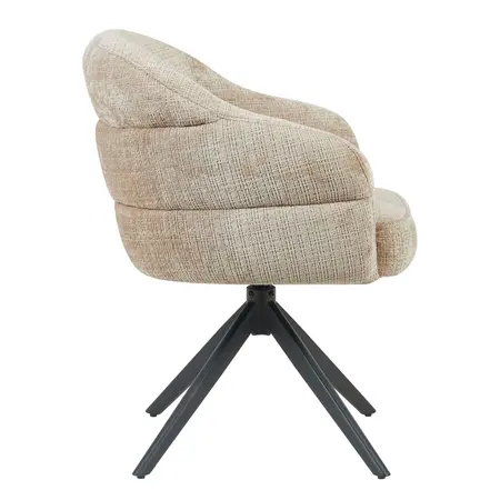 Eetkamerstoel Lio beige met zwart frame