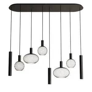 Ztahl hanglamp Como 8 ovaal zwart