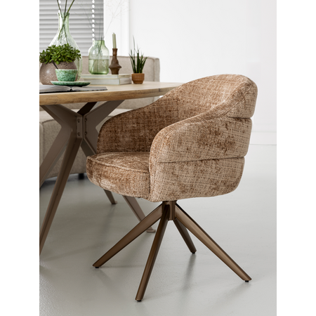 Eetkamerstoel Lio kaneel met anodic brown frame