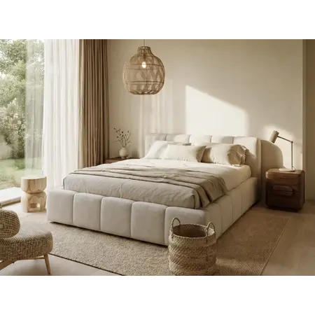 Gestoffeerd bed Lucca ados naturel 180x200 cm