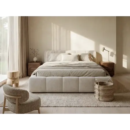 Gestoffeerd bed Lucca ados naturel 180x200 cm