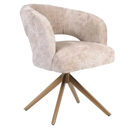 Eetkamerstoel Luca beige met brons frame