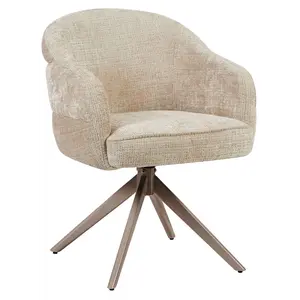 Eetkamerstoel Lio beige met anodic brown frame