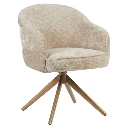 Eetkamerstoel Lio beige met brons frame