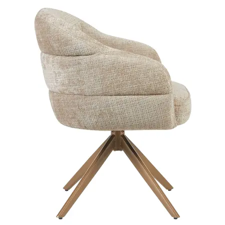 Eetkamerstoel Lio beige met brons frame