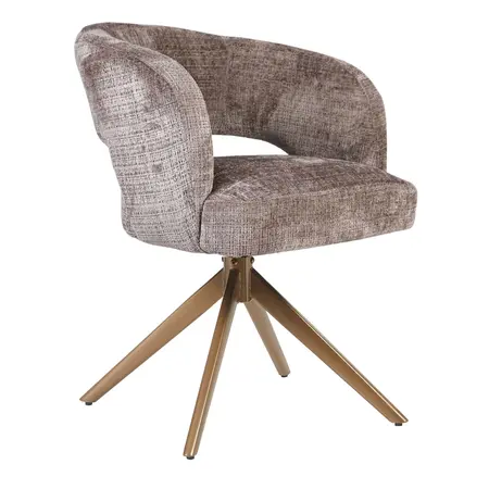 Eetkamerstoel Luca taupe met brons frame