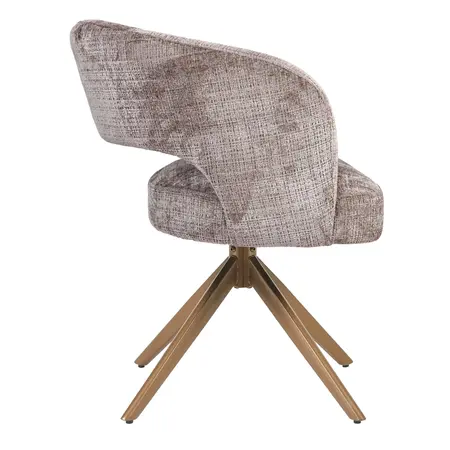 Eetkamerstoel Luca taupe met brons frame