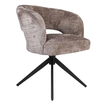 Eetkamerstoel Luca taupe met zwart frame
