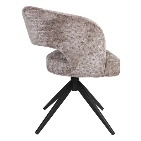 Eetkamerstoel Luca taupe met zwart frame