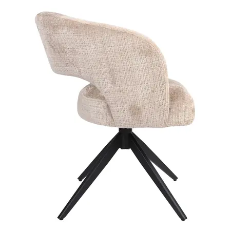 Eetkamerstoel Luca beige met zwart frame