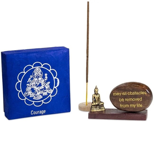 Cadeauset  Boeddhabeeldje met Affirmatie Courage