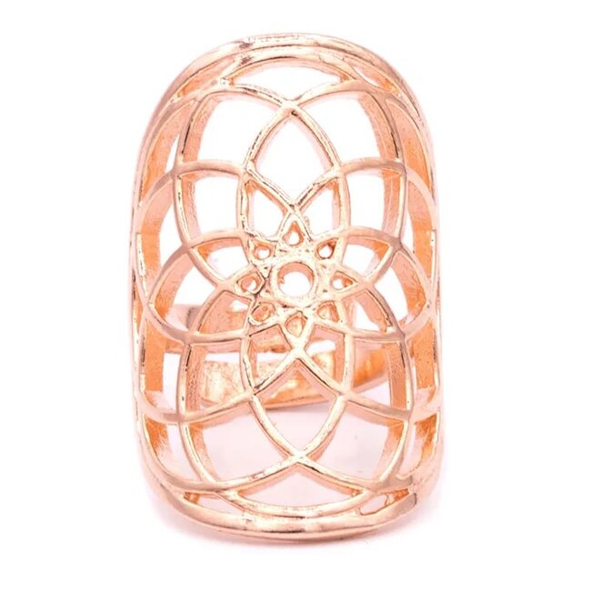 Ring seed of life roze goudkleur