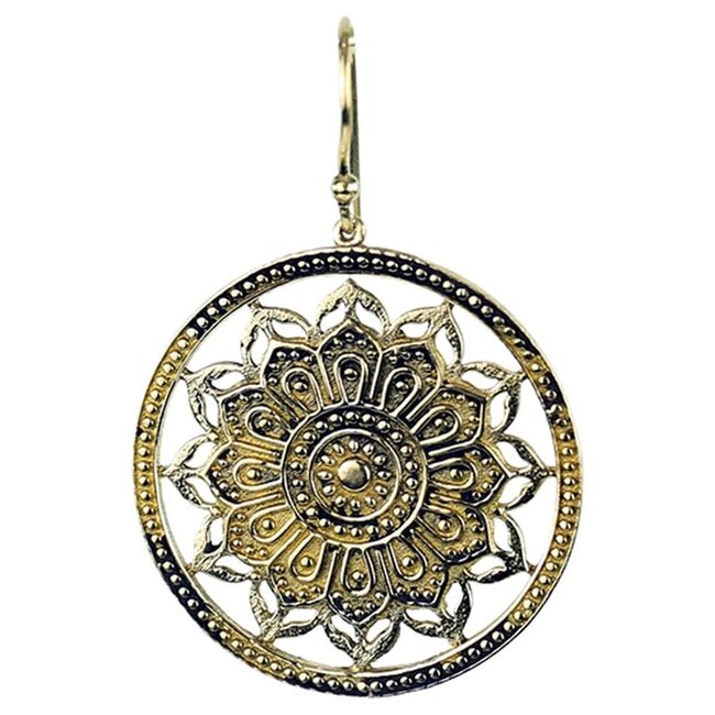 Oorbellen lotus mandala  goudkleurig