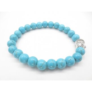 PuurSpirits Armband Turquoise met Zilver Boeddhahoofd