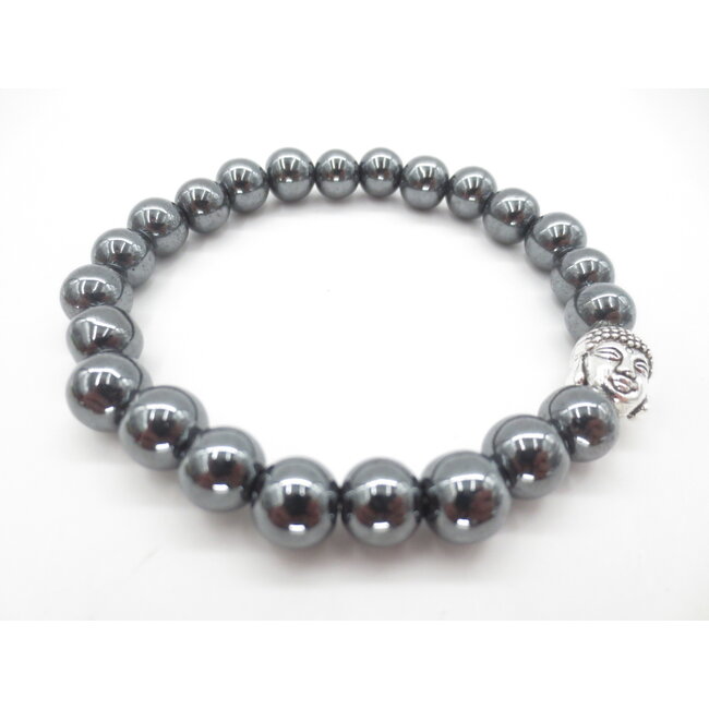 PuurSpirits Hematiet Armband met  Boeddhahoofd in cadeau doos