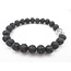 Armband  Lavasteen  met Zilver Boeddhahoofd