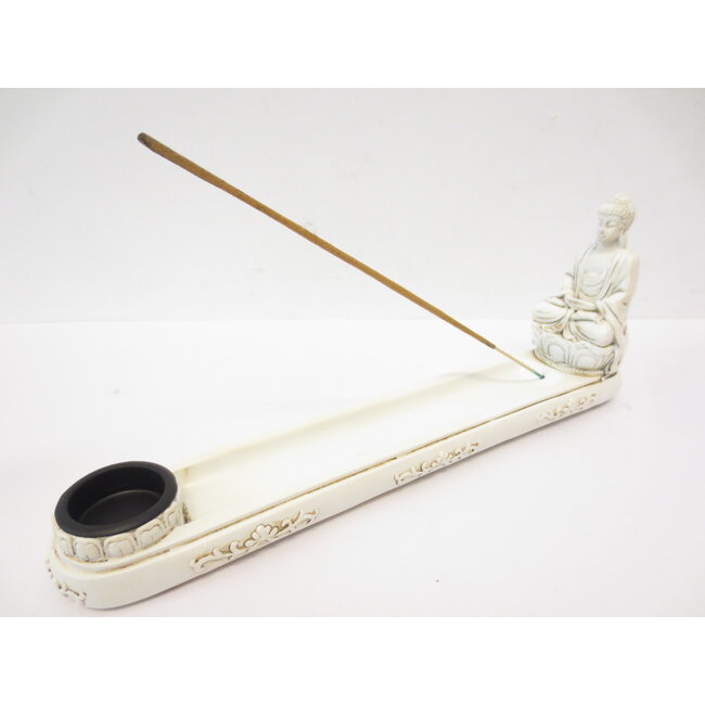 Wierookplank Witte Zittende Boeddha