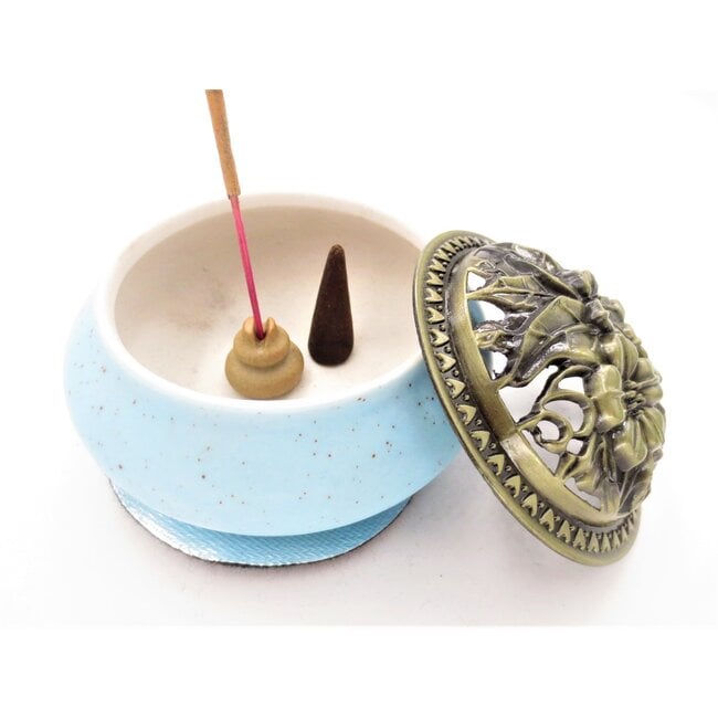 Kegelbrander Blauw met Bloemen