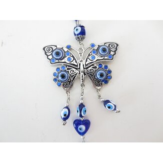 PuurSpirits Blauwe Boze Oog Hanger met Vlinder