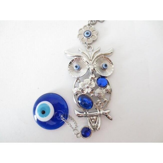 PuurSpirits Feng Shui - Blauwe Boze Oog Hanger - Uil