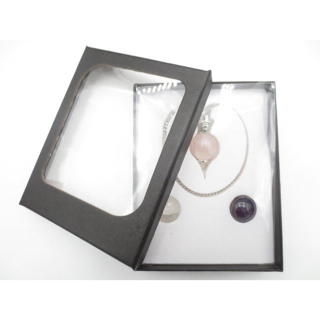 Pendel  Bol  Set - Amethist -Bergkristal-Rozenkwarts