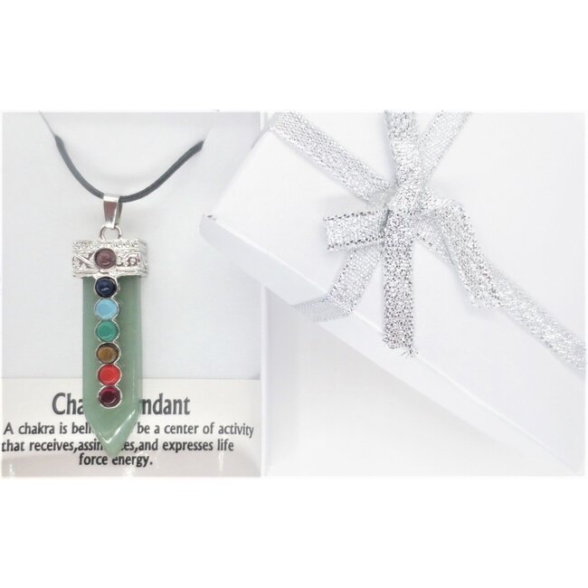Ketting Jade Hanger met 7 Chakra Stenen in Cadeaudoos