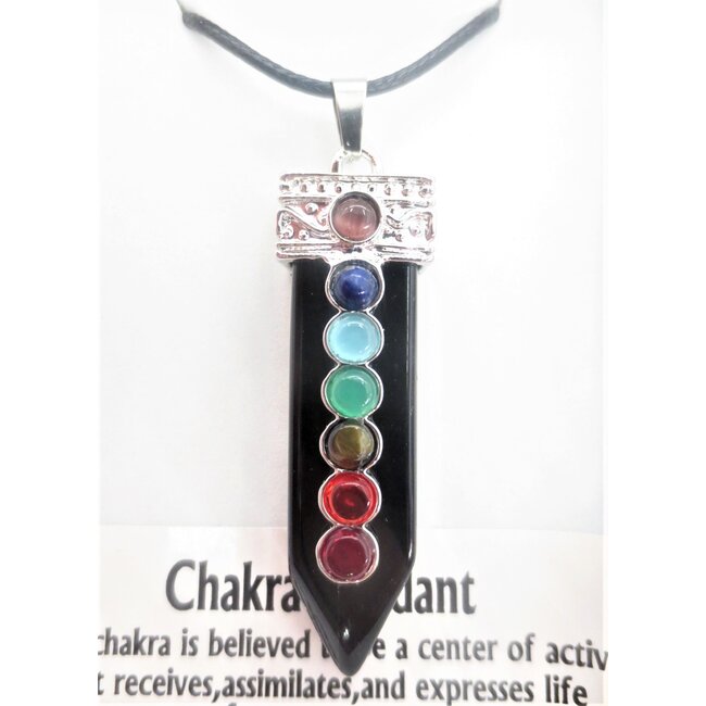 Ketting Onyx Hanger met 7 Chakra in Cadeaudoos