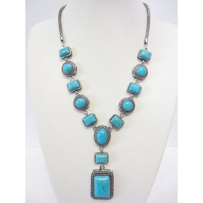 Sieraden Set Turquoise Ketting en Oorbellen - Julia