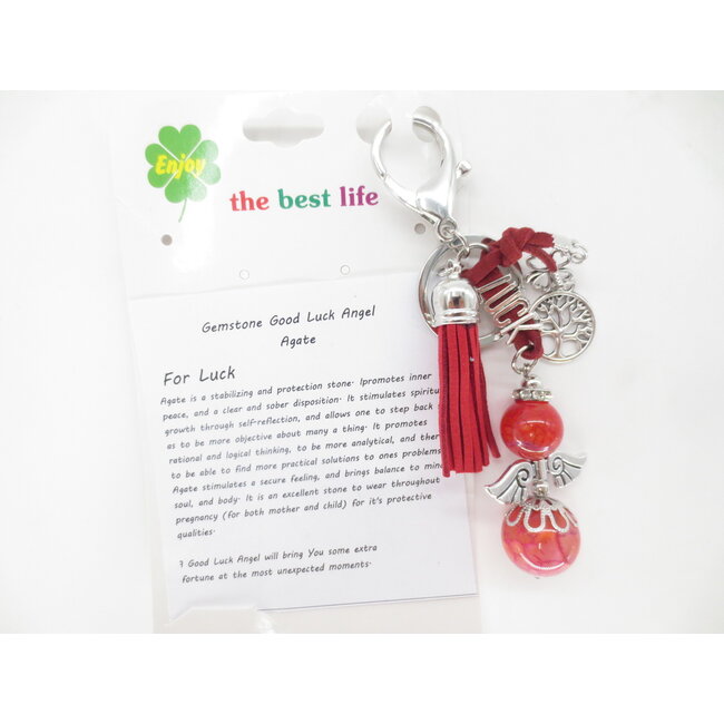 PuurSpirits Engel Edelsteen  Sleutelhanger Rood Agaat