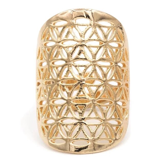 Ring bloem des Levens Messing Goudkleurig