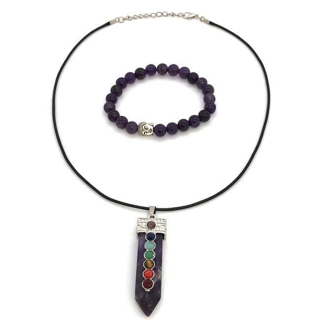 PuurSpirits Sieraden Set Amethist   in Luxe Cadeau Doos