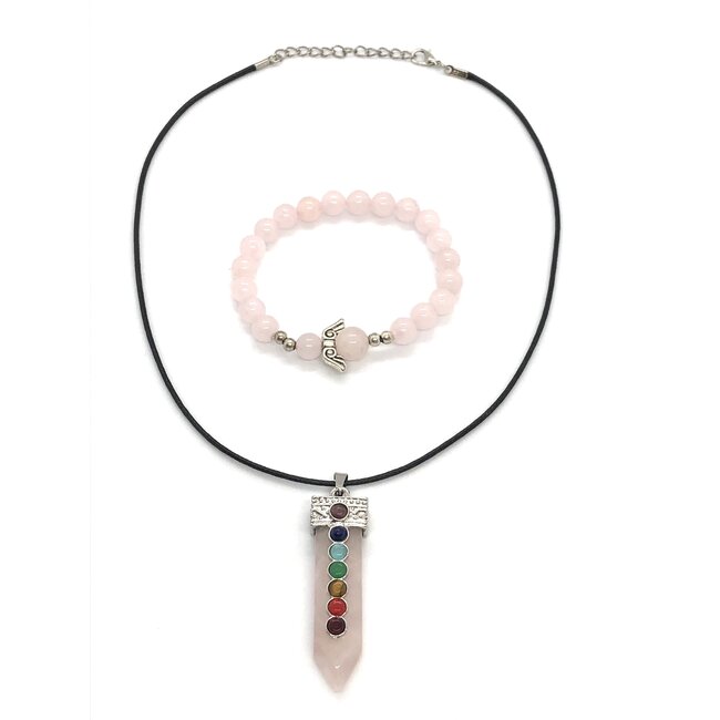 Sieraden Set Rozenkwarts  in Cadeau Doos