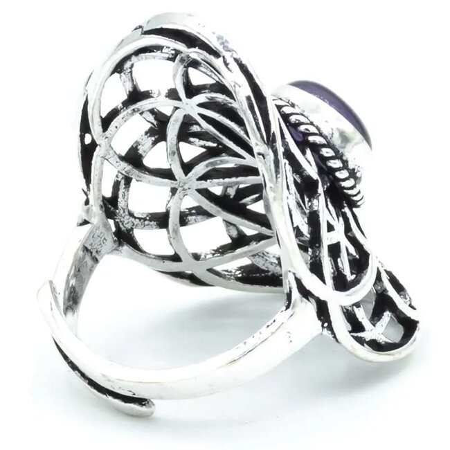 Ring seed of life met amethist