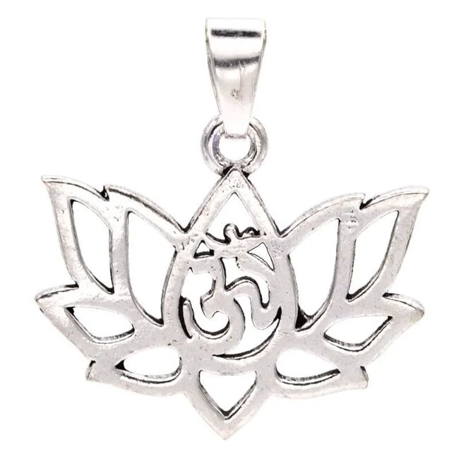 Hanger Lotus met Ohm Symbool Zilverkleurig