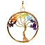 Hanger Chakraboom Goudkleurig met 7 Edelstenen