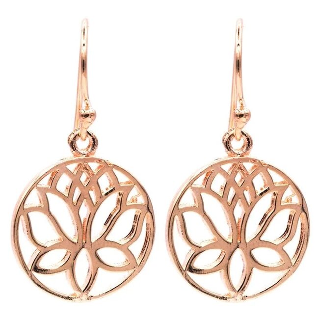 Oorbellen Lotus Messing Roze Goudkleurig