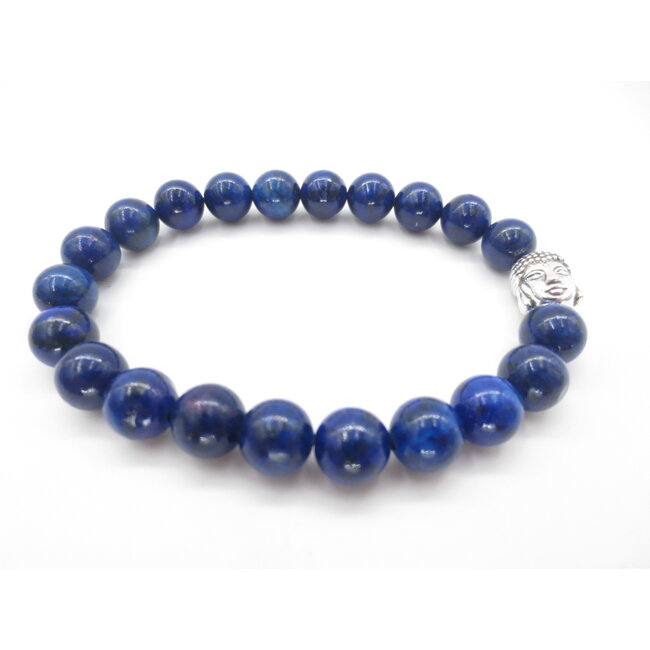 PuurSpirits Lapis Lazuli Armband met Zilver Boeddhahoofd