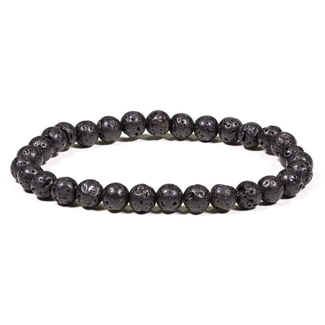 Armband Lavasteen Edelsteen 6 mm Kralen