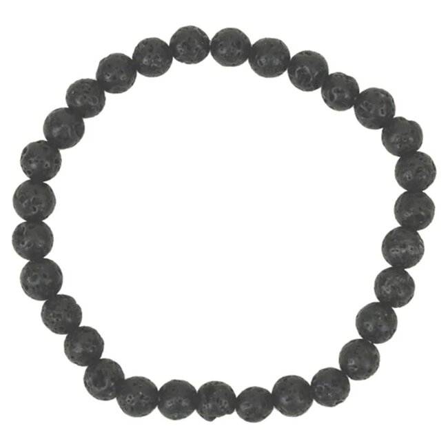 Armband Lavasteen Edelsteen 6 mm Kralen