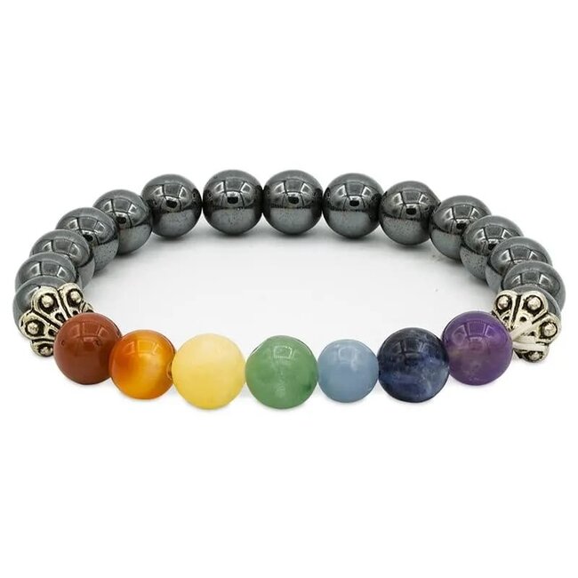 Mani Bhadra Armband Chakra Hematiet Elastisch 18 cm