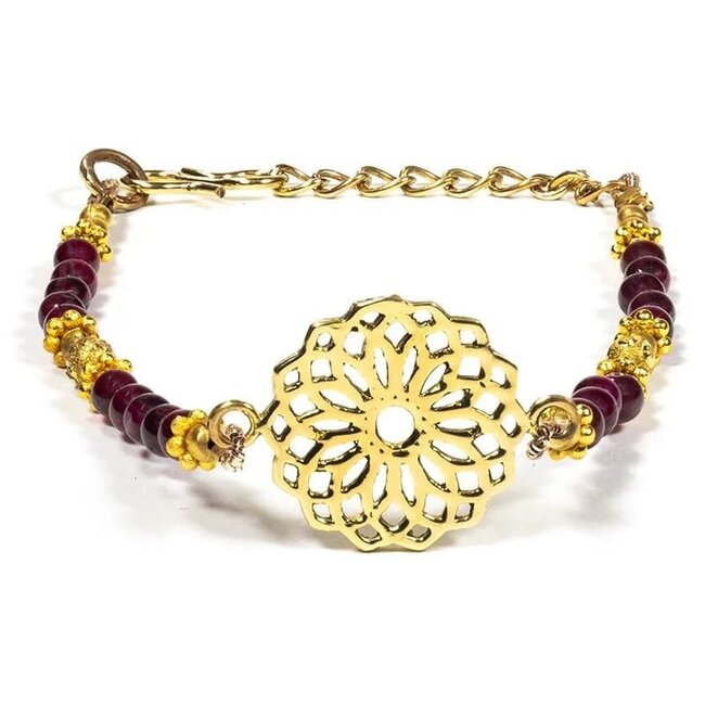 Armband Seed of Life Granaat Goudkleurig